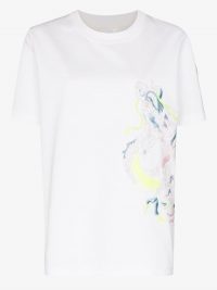 Angel Chen Embroidered Dragon White Cotton T-Shirt