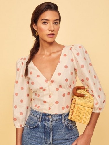REFORMATION Anton Top in Andie – puff sleeve blouse - flipped