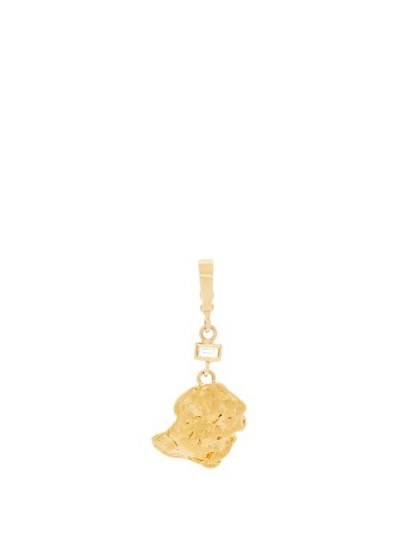 AZLEE Aurum diamond and 18kt gold nugget charm ~ luxe pendants ~ charms - flipped