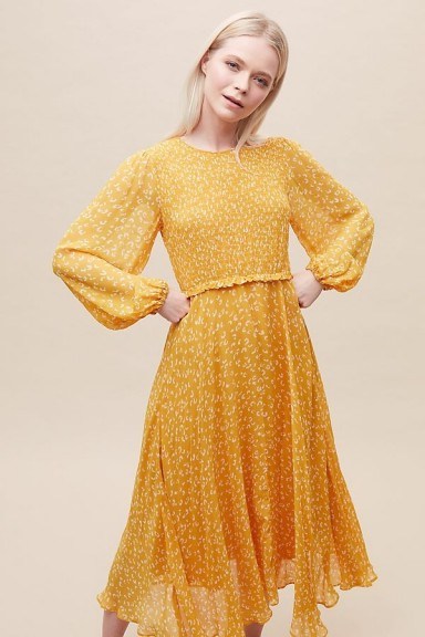 Ghost London Margaux Leopard-Print Dress Sun Yellow - flipped