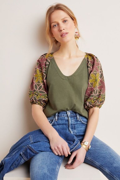 Maeve Bridey Embroidered Top in Moss