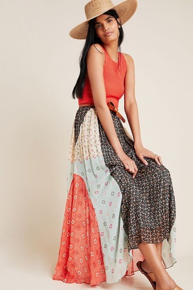 Verb by Pallavi Singhee Margot Pleated Maxi Skirt | mixed print skirts