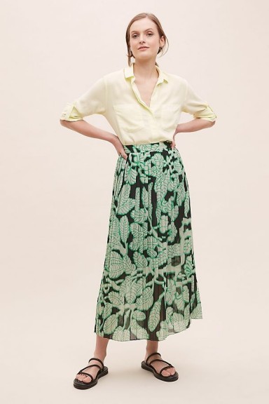 5preview Dextra Leaf-Print Skirt Green Motif