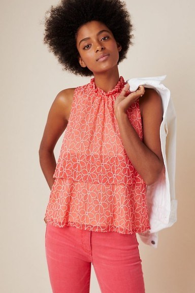 Sunday in Brooklyn Floras Embroidered Top Coral ~ pretty summer tops - flipped