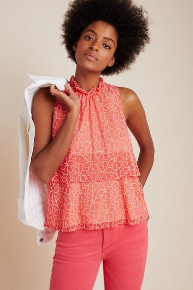 Sunday in Brooklyn Floras Embroidered Top Coral ~ pretty summer tops