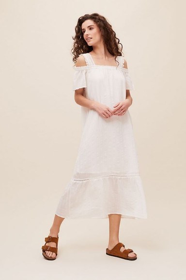 Conditions Apply Valari Midi Dress | white cold shoulder dresses - flipped
