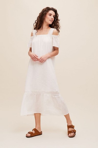 Conditions Apply Valari Midi Dress | white cold shoulder dresses