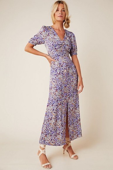 Patrizia Maxi Dress | purple front slit floral frock - flipped