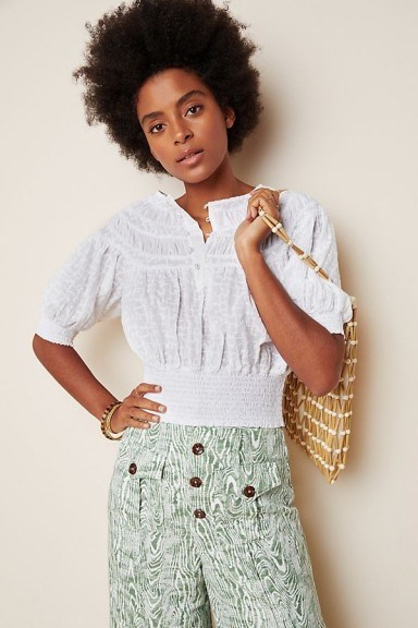 Anthropologie Luciella Smocked Blouse - flipped