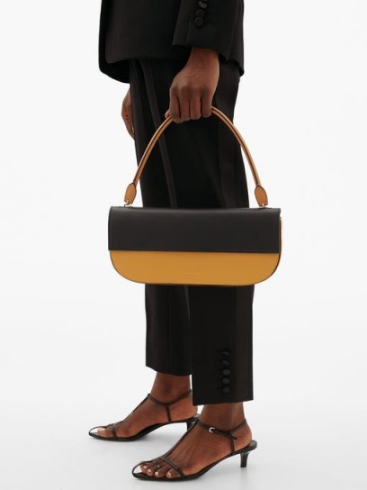 DANSE LENTE Baguette leather shoulder bag ~ modern classics ~ yellow and navy colourblock bags
