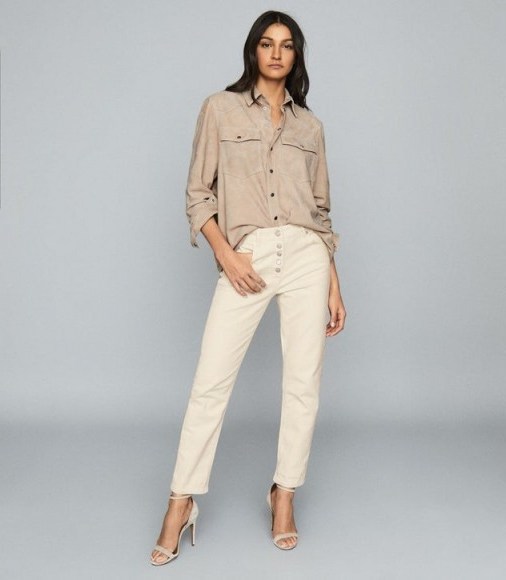 BAILEY MID RISE STRAIGHT JEANS ECRU ~ loving neutral denim this spring 2020 - flipped