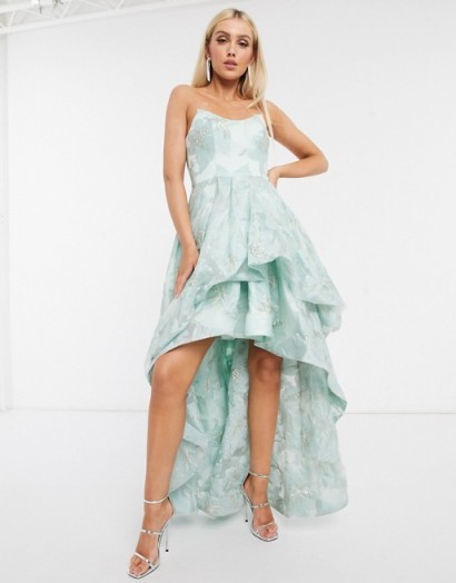 Green occasion dress – Bariano organza high low dress in mint floral