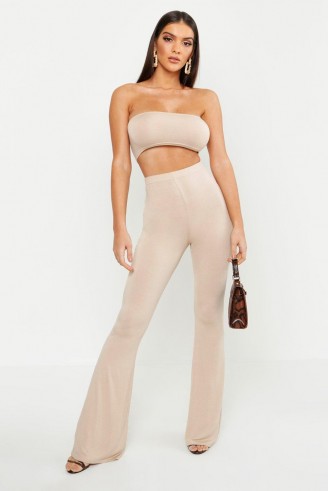 Disco Outfits For Women – Basic Bandeau and Flared Trouser Co-ord – boohoo
