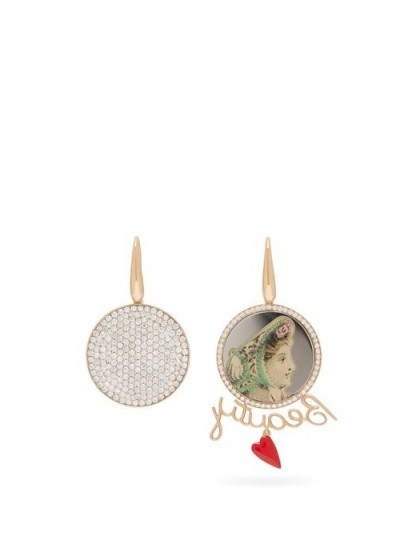 FRANCESCA VILLA Beauty mismatched diamond & 18kt gold earrings - flipped