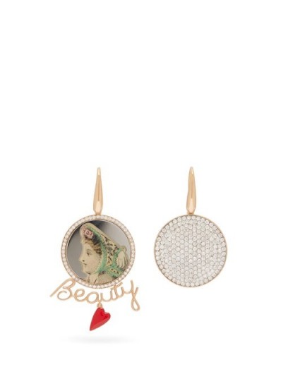 FRANCESCA VILLA Beauty mismatched diamond & 18kt gold earrings