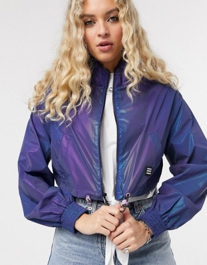 Bershka reflective windbreaker jacket in purple - flipped