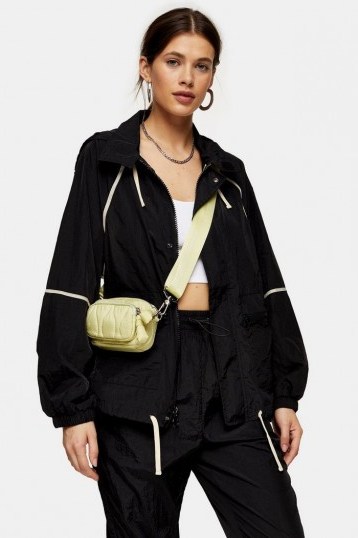 TOPSHOP Black Contrast Piping Shell Jacket – casual outerwear - flipped