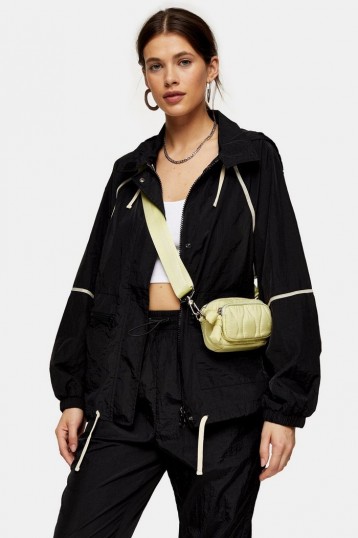 TOPSHOP Black Contrast Piping Shell Jacket – casual outerwear