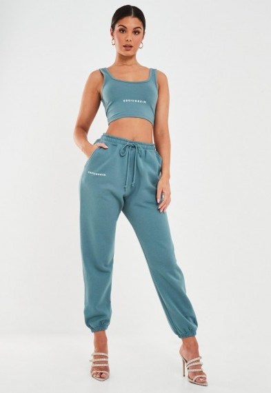 MISSGUIDED blue missguided slogan oversized 90’s joggers - flipped