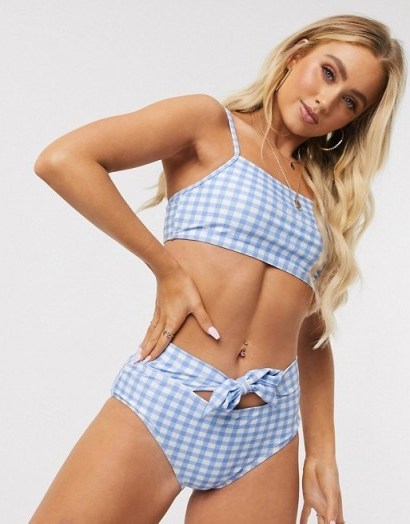 Boohoo bikini set in blue check – asos - flipped