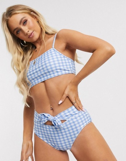 Boohoo bikini set in blue check – asos