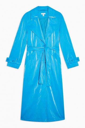 Topshop Bright Blue PU Crinkle Trench