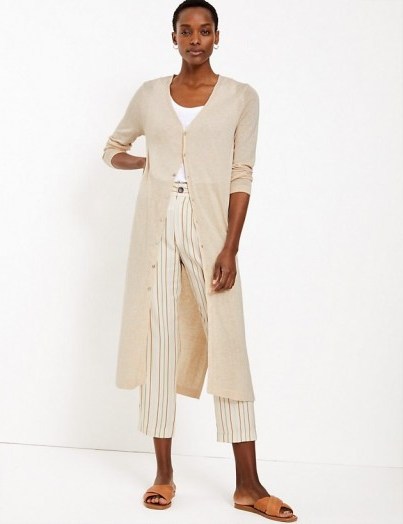 M&S COLLECTION Button Detailed Midi Cardigan / neutral longline cardi - flipped