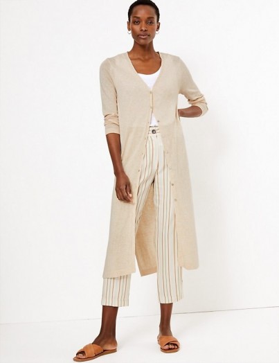 M&S COLLECTION Button Detailed Midi Cardigan / neutral longline cardi