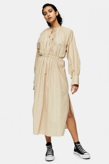 Camel Smock Dress By Topshop Boutique - flipped