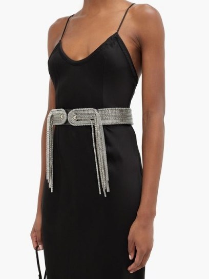 CHRISTOPHER KANE Chain-embellished leather belt ~ luxe belts ~ statement accessory - flipped