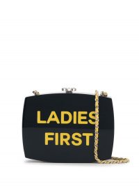 CHANEL PRE-OWNED 2015 Ladies First 5×5 black crossbody bag | designer slogan box bags
