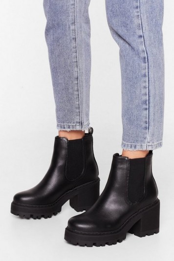 NASTY GAL Chelsea Dagger Wide Fit Heeled Boot in black ~ chunky ankle boots