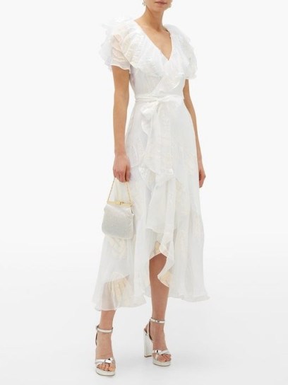 TEMPERLEY LONDON Clarisse ruffled metallic-jacquard chiffon dress in white - flipped