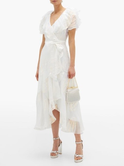 TEMPERLEY LONDON Clarisse ruffled metallic-jacquard chiffon dress in white