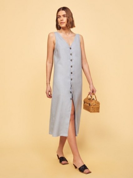 REFORMATION Cliff Dress in Mineral ~ sleeveless relaxed fit dresses - flipped