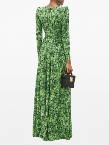 DOLCE & GABBANA Clover-print silk-blend crepe gown – matches fashion - flipped