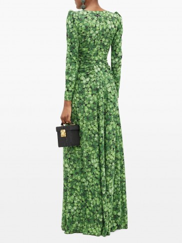 DOLCE & GABBANA Clover-print silk-blend crepe gown – matches fashion
