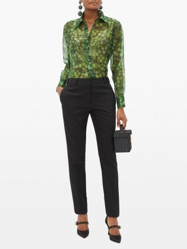 DOLCE & GABBANA Clover-print silk-organza blouse – matches fashion - flipped