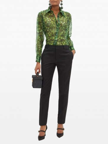 DOLCE & GABBANA Clover-print silk-organza blouse – matches fashion