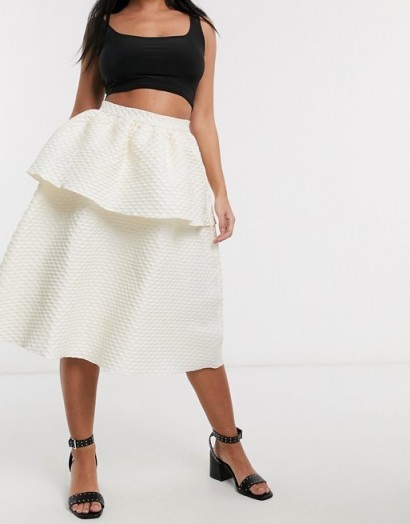 Collective The Label Petite textured tiered prom skirt in ivory