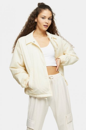 Topshop Cream Quilted Shell Jacket – casual outerwear