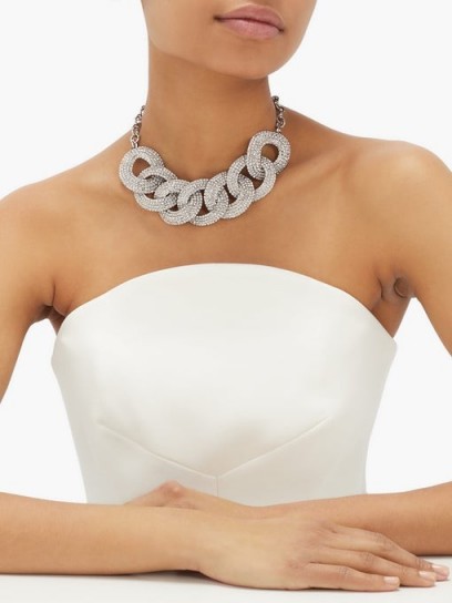 ALESSANDRA RICH Crystal-embellished chain-link choker ~ chunky chokers ~ glamorous statement piece