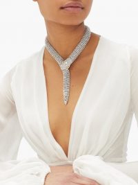 ALESSANDRA RICH Crystal-embellished snake necklace ~ glamorous statement necklaces