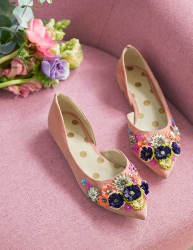 Boden Cynthia Embellished Flats – Dark Chalky Pink ~ floral shoes