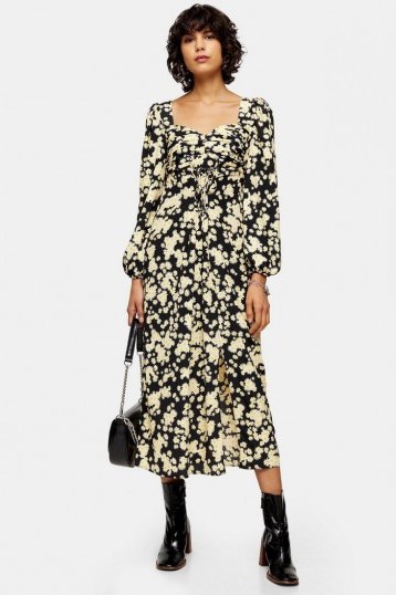 Floral Dresses – TOPSHOP Daisy Print Pleated Bust Dress - flipped