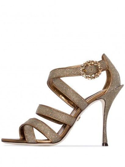 DOLCE & GABBANA Keira 105mm glitter-effect sandals / glittering heels - flipped