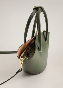 MANGO Double strap mini basket bag khaki REF. 67004424-GINA-LM | small green handbags