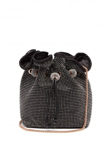 SOPHIA WEBSTER Emmie crystal-embellished black-satin bucket bag - flipped