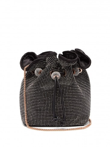 SOPHIA WEBSTER Emmie crystal-embellished black-satin bucket bag