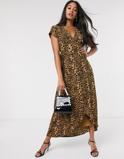 Fabienne Chapot archana leopard print midi dress in toffee brown - flipped